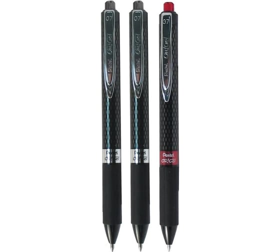 Изображение товара Гелевая автоматическая ручка Pentel Oh!Gel d 0.7 мм, набор 3 шт PK497-2AB. черные, красные чернила 793220