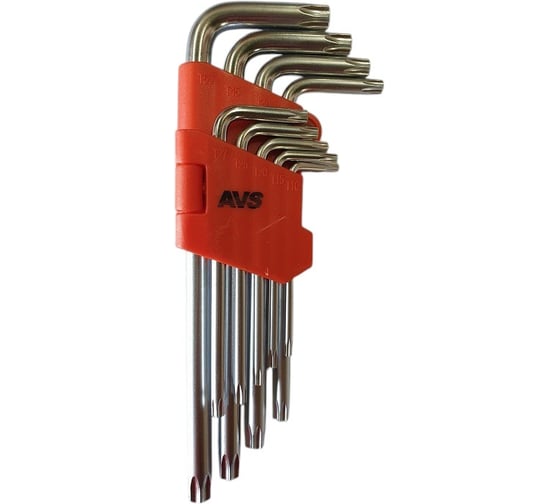 Изображение товара Набор ключей торцевых изогнутых AVS TORX с отверстием 9 предметов (T10-T50) TXL-9H A40159S