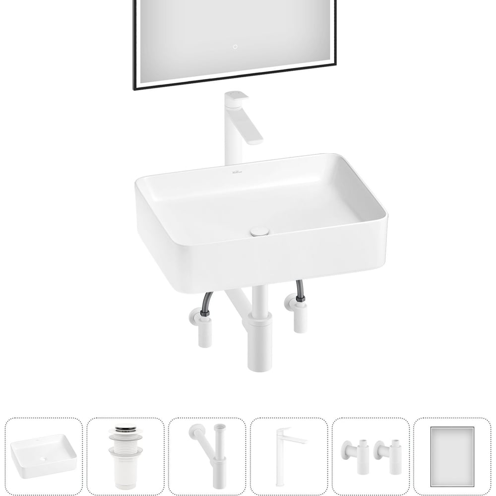 Изображение товара Набор Wellsee 6 в 1 Mint с накладной раковиной 50x38 см