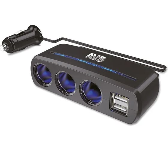 Изображение товара Разветвитель прикуривателя AVS 12/24 (на 3 выхода+2 USB) CS318U A40862S