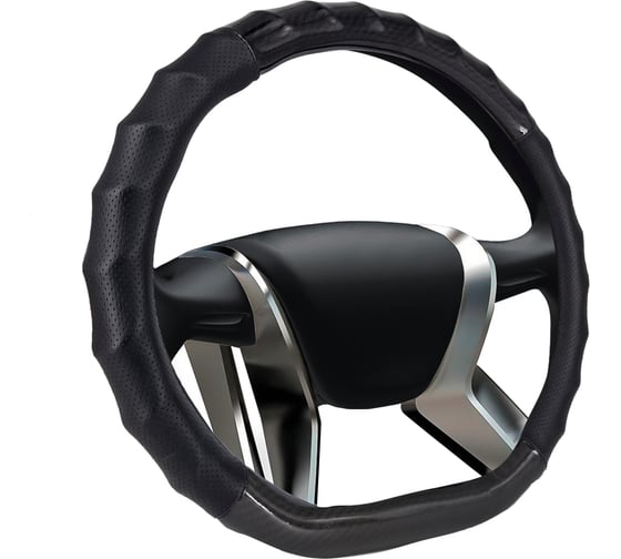 Изображение товара Оплетка на руль SENATOR Denver-D экокожа перфорированная с вставками под карбон, M /ЧЕРНЫЙ OPLS4301