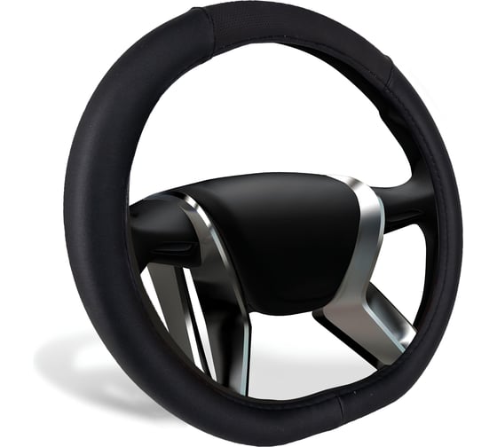 Изображение товара Оплетка на руль SENATOR Detroit-D экокожа гладкая с вставкой из перфорированной экокожи, M /черный OPLS4401