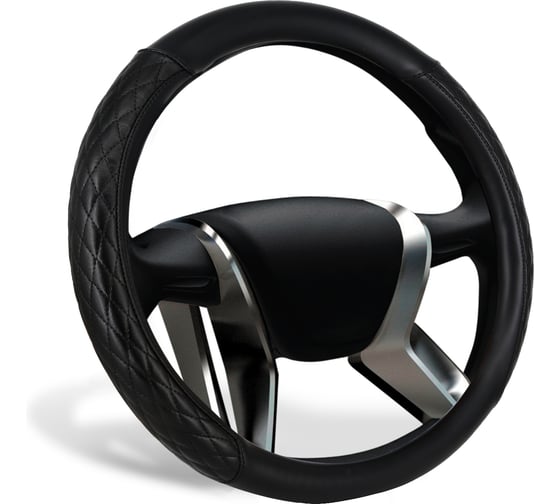 Изображение товара Оплетка на руль SENATOR Tampa экокожа гладкая со стеганными вставками, M /черный OPLS4101