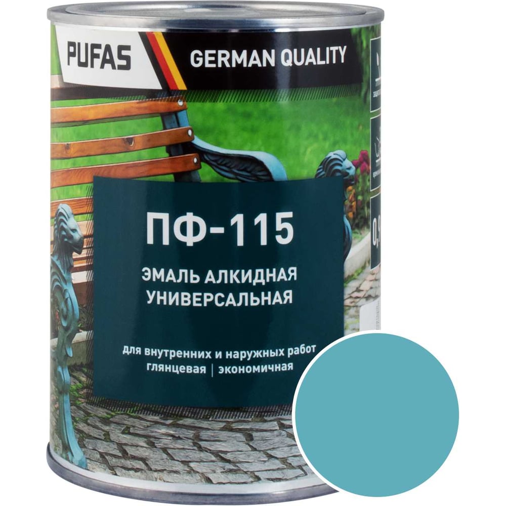 Изображение товара Эмаль PUFAS ПУФАС ПФ-115 ГОСТ светло-голубая 0.9 кг тов-206095 Изображение товара Эмаль PUFAS ПУФАС ПФ-115 ГОСТ светло-голубая 0.9 кг тов-206095
