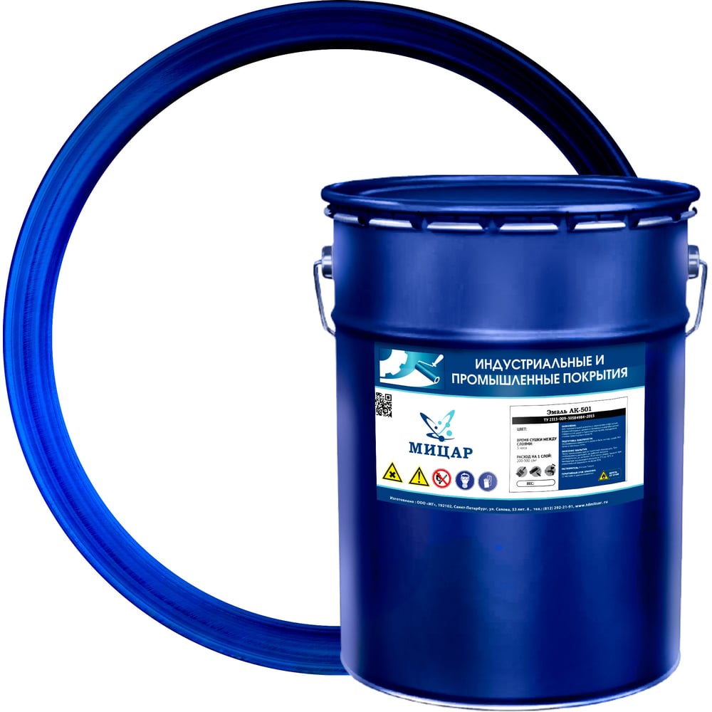 Изображение товара Эмаль Мицар АК-501 25 кг белый водно-дисперсионная влагостойкая для бетона и металла