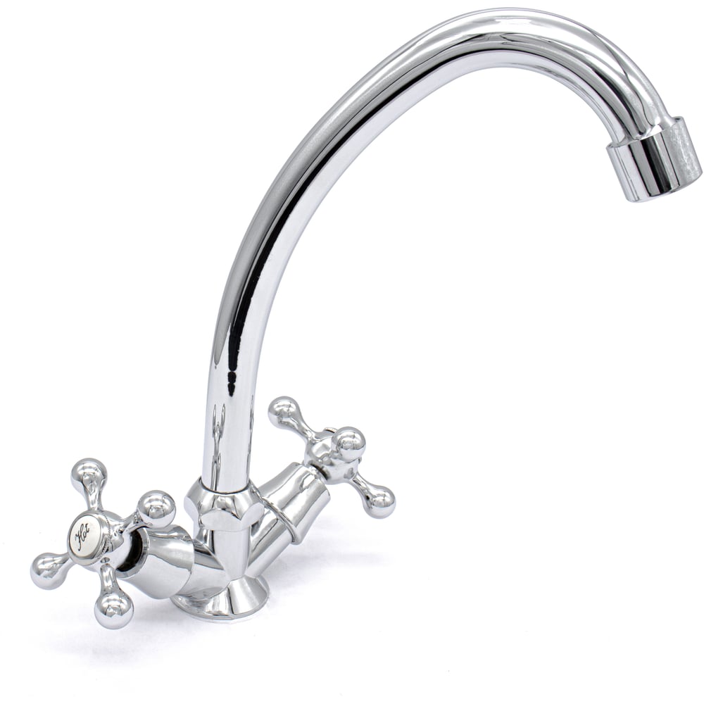 Изображение товара Смеситель для кухни Kranar KС 1701-N 2-рукоятки хром с поворотным изливом