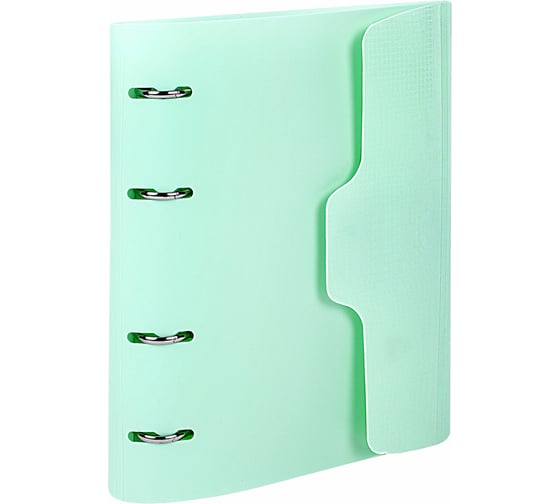 Изображение товара Тетрадь на кольцах BRAUBERG А5 175x220 мм, 120 листов, пластик, на липучке, с разделителями, мятный 404638