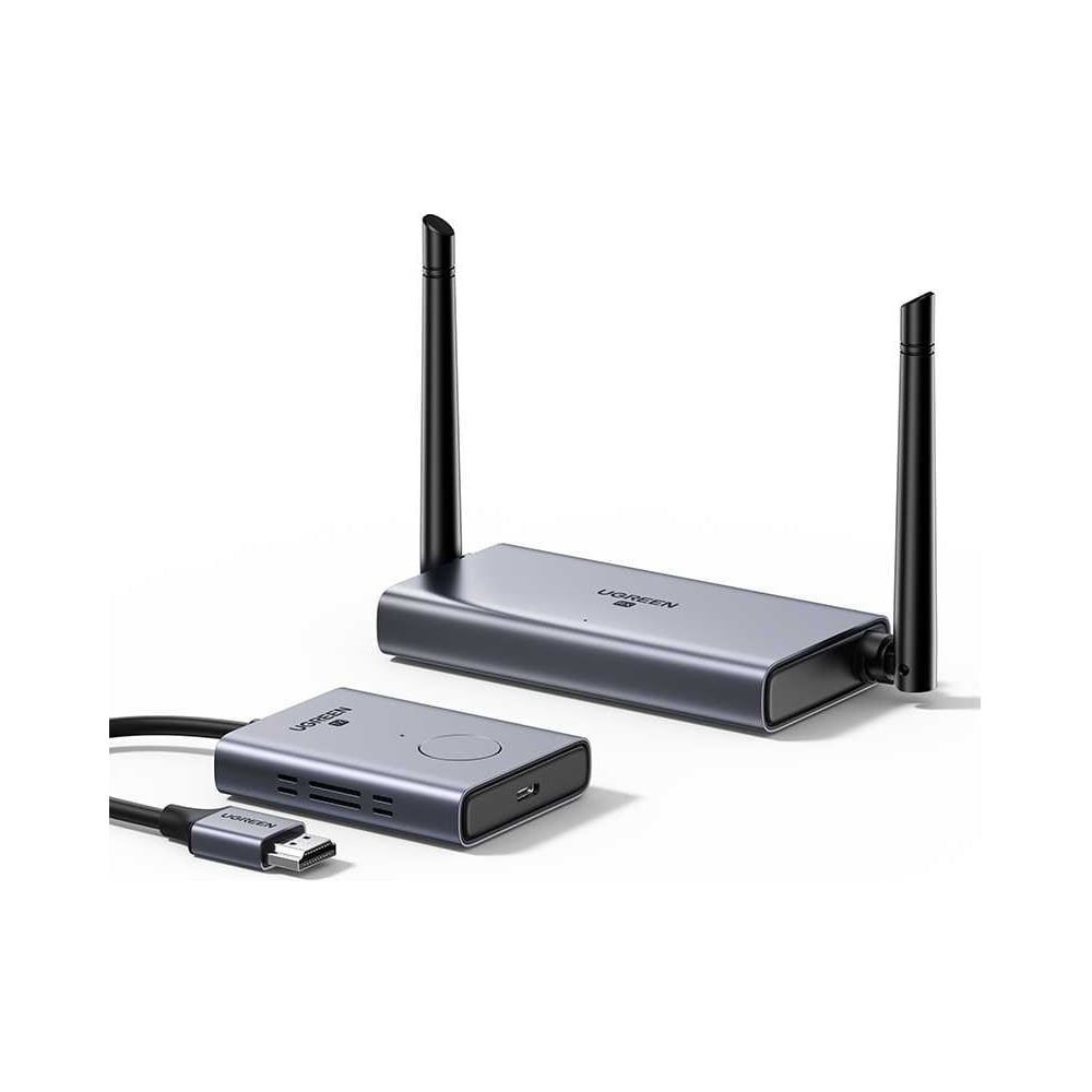 Изображение товара Беспроводной удлинитель UGREEN HDMI сигнала CM506 Wireless HDMI Extender Transmitter + Receiver 50м. Цвет: серый космос 50633A Изображение товара Беспроводной удлинитель UGREEN HDMI сигнала CM506 Wireless HDMI Extender Transmitter + Receiver 50м. Цвет: серый космос 50633A