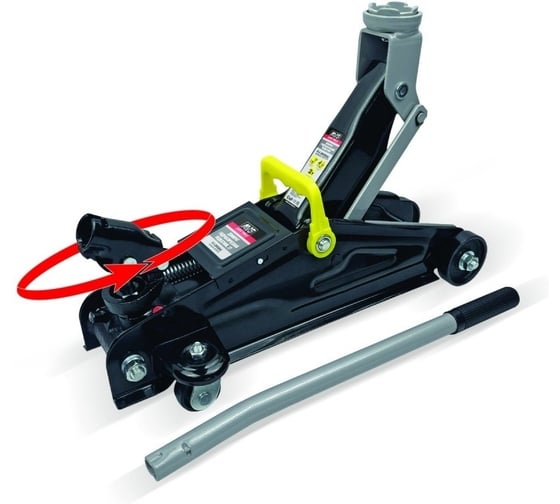 Изображение товара Домкрат подкатной AVS FJ-2000AL (поворотная ручка 360 градусов), 2т, 135-340мм. в кейсе A07814S