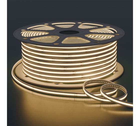 Изображение товара Светодиодная лента Apeyron 220В, 9Вт/м, 1000лм/м, 3000К, COB 240д/м, 10x4мм, 50м, IP65, driverless 10-110