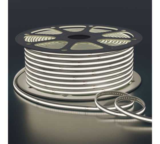 Изображение товара Светодиодная лента Apeyron 220В, 9Вт/м, 1000лм/м, 6500К, COB 240д/м, 10x4мм, 50м, IP65, driverless 10-112