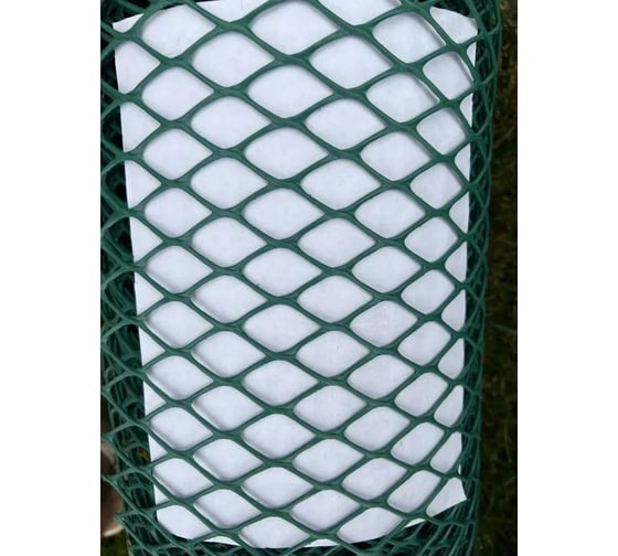 Изображение товара Сетка пластиковая, садовая, заборная (шпалера) ООО УЛПЗ РОМБ 3030 (зеленый) 1,5мх10м 4687206759381