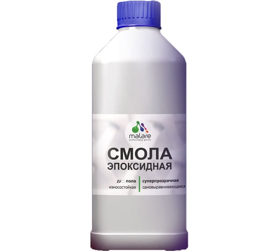Изображение товара Эпоксидная смола для пола MALARE 2К двухкомпонентная, высокотекучая, износостойкая, самовыравнивающаяся, кристально-прозрачная, 1.5 кг 4660504766770