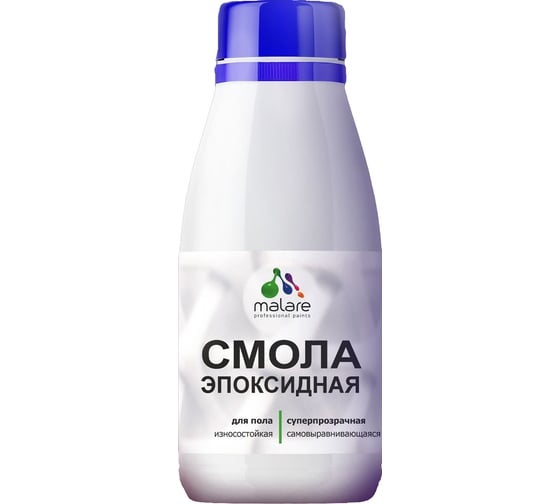 Изображение товара Смола эпоксидная для пола MALARE 2К, двухкомпонентная высокотекучая износостойкая самовыравнивающаяся, кристально-прозрачная, 300 г ЭСПОЛПР0030