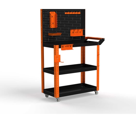 Изображение товара Тележка инструментальная ООО Металекс Metalex Тип 4 800x450x800 мм, 3 полки, оранжево-черный 118277