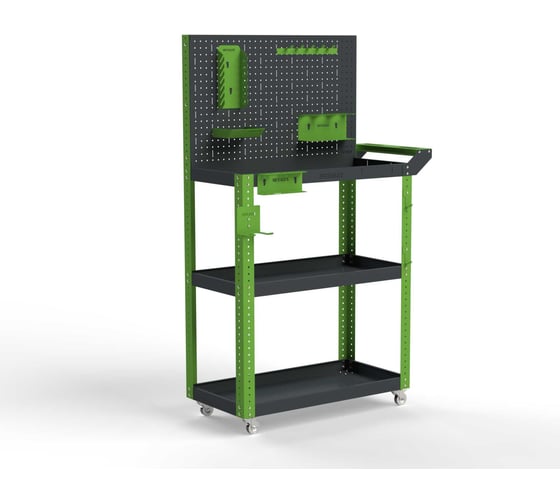 Изображение товара Тележка инструментальная ООО Металекс Metalex Тип 4 900x400x950 мм, 3 полки, серо-зеленый 118267