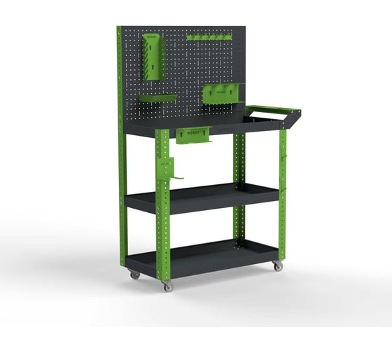 Изображение товара Тележка инструментальная ООО Металекс Metalex Тип 4 700x450x800 мм, 3 полки, серо-зеленый 118262