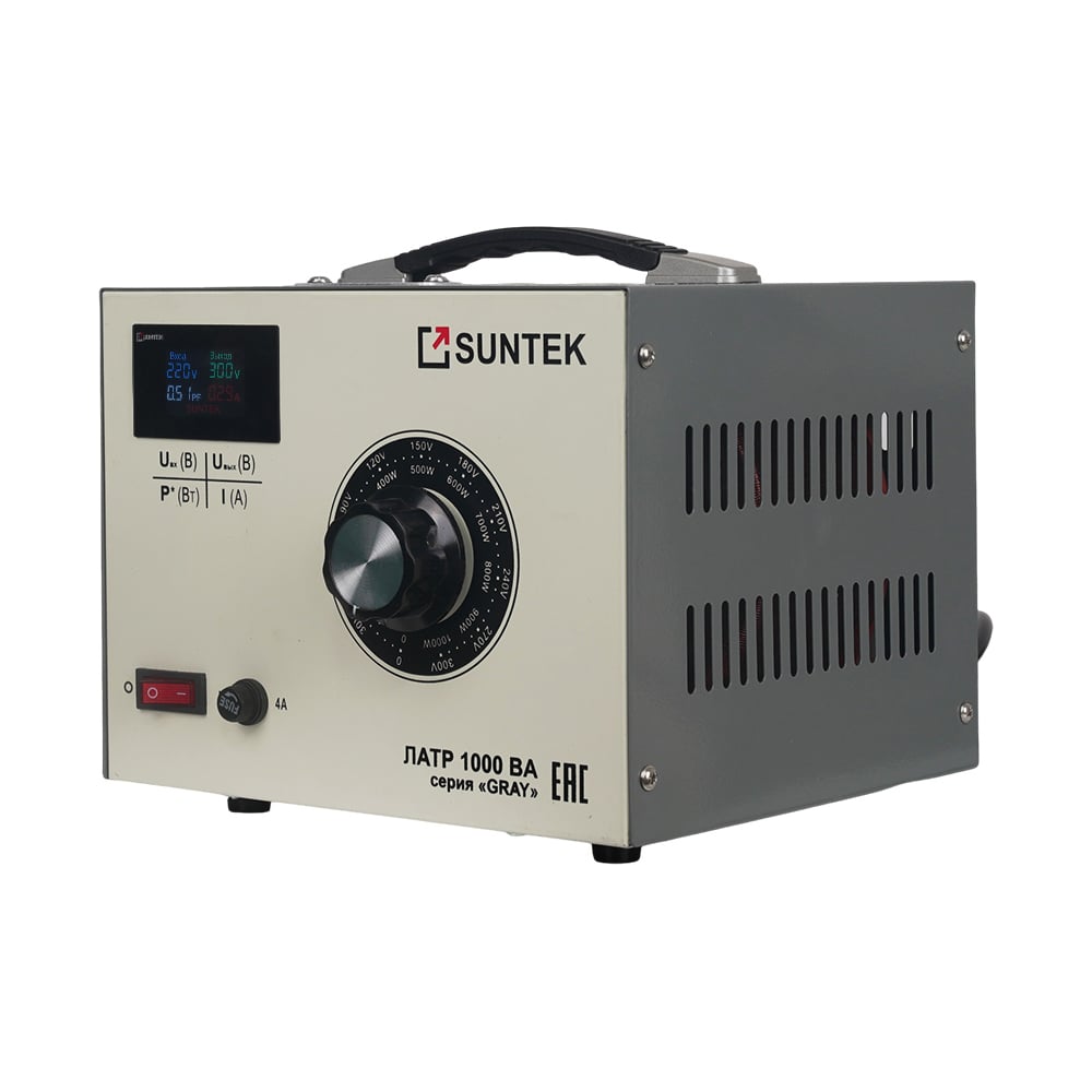 Изображение товара ЛАТР SUNTEK 1000 ВА GRAY регулируемый трансформатор 0-300 В, 4 А