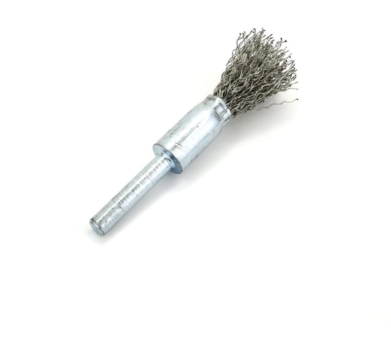 Изображение товара Щетка концевая Eurobrush 12 мм c хвостовиком 6 мм, ворс гофр нерж сталь 0.30 мм, до 18000 об/мин (код 13-083) EB-E12SS1