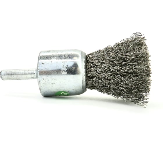 Изображение товара Щетка концевая Eurobrush 25 мм c хвостовиком 6 мм, ворс гофр нерж сталь 0.20 мм, до 18000 об/мин (код 13-086) EB-E25SS2