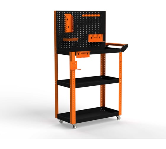 Изображение товара Тележка инструментальная ООО Металекс Metalex Тип 4 700x450x950 мм, 3 полки, оранжево-черный 118282