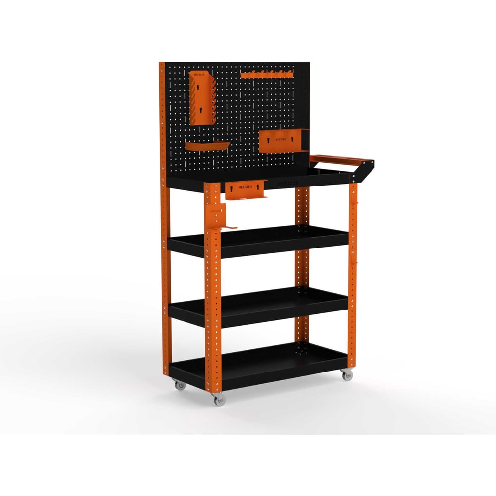 Изображение товара Тележка инструментальная ООО Металекс Metalex Тип 4 700x400x950 мм, 4 полки, оранжево-черный 118319