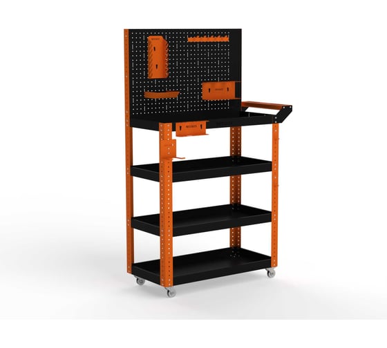 Изображение товара Тележка инструментальная ООО Металекс Metalex Тип 4 700x400x950 мм, 4 полки, оранжево-черный 118319