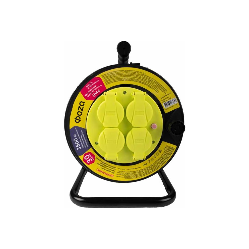 Изображение товара Удлинитель на катушке ФАZА CRW-04-3000 4 розетки IP44 30м с заземлением и крышкой