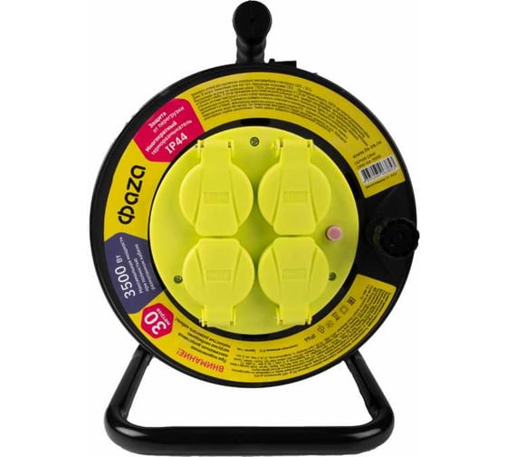 Изображение товара Удлинитель на катушке ФАZА CRW-04-3000 4 гнезда с замемлением, защитная крышка ПВС 3x1.5, 16А, IP44, 30м 5063853