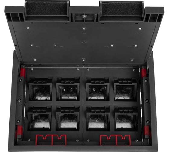 Изображение товара Лючок напольный DATAREX, 16 модулей, горизонтальный, пластиковая крышка, серый DR-PRO-017111