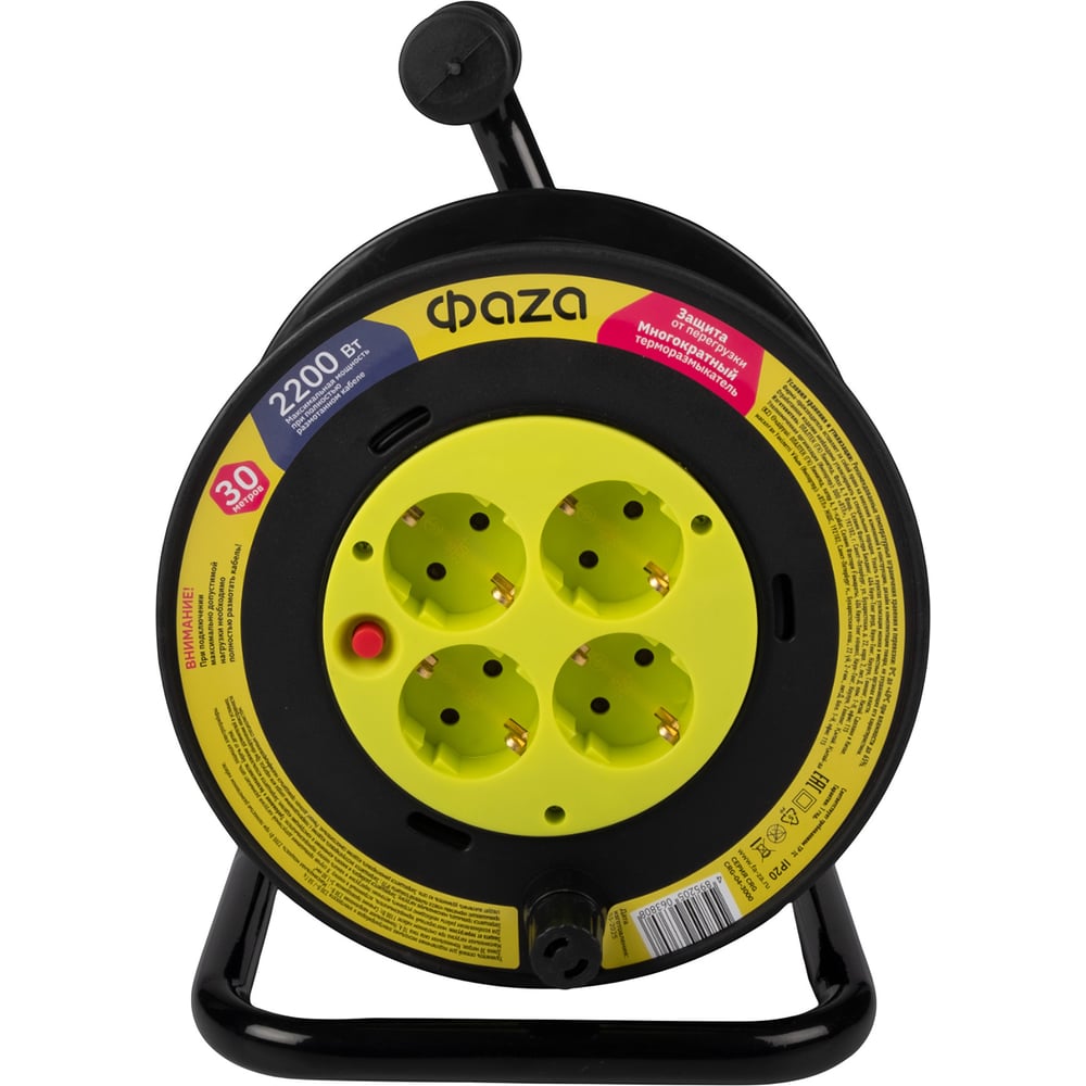 Изображение товара Удлинитель на катушке ФАZA CRG-04-3000 30 м 4 гнезда