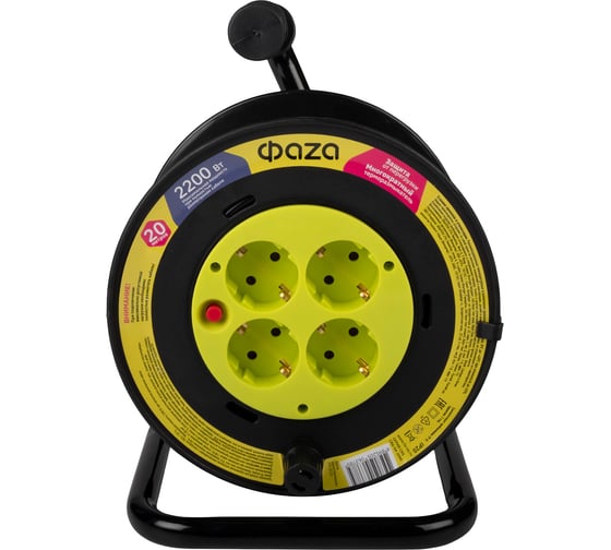 Изображение товара Удлинитель на катушке ФАZА CRG-04-2000 4 гнезда с замемлением ПВС 3x1.0, 10А, IP20, 20м 5063785
