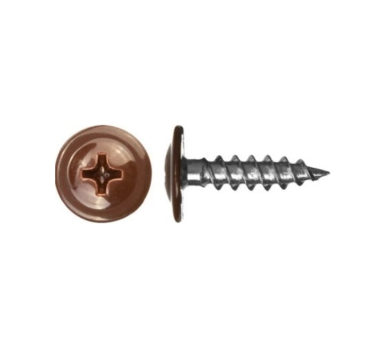 Изображение товара Саморез для металла ЦКИ с прессшайбой, 4.2х16, острокон. Т-коричн. RAL8017, Ц, уп. 1000 шт. 65026