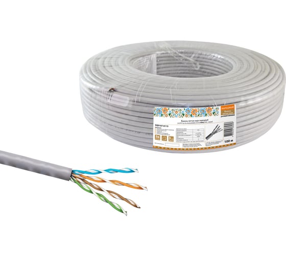 Изображение товара Кабель TDM ELECTRIC витая пара народный U/UTP Cat 5e 4х2х24AWG CCA 100м PVC, серый SQ0107-0115