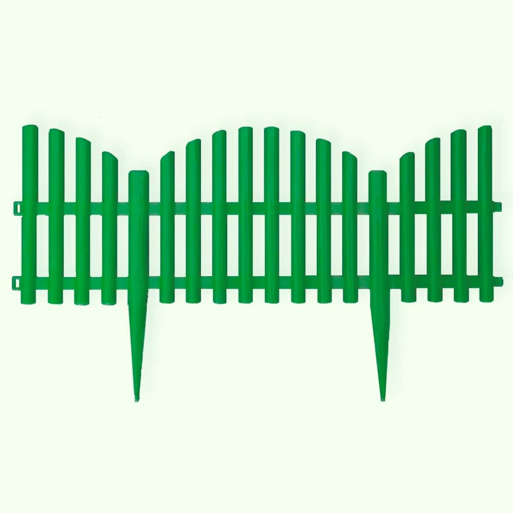 Изображение товара Ограждение садовое ПОЛИМЕРСАД Забор декоративный №9 зеленое, 24 шт