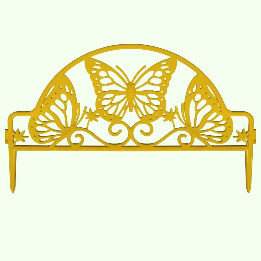 Изображение товара Декоративное садовое ограждение ПОЛИМЕРСАД Забор бабочка желтый 24 шт