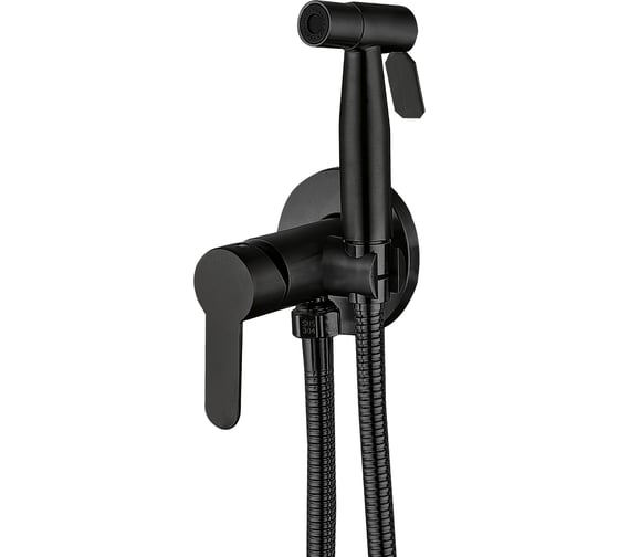 Изображение товара Смеситель для душа однорычажный встраиваемый с гигиеническим набором Agger ALFI черный AL04-7044