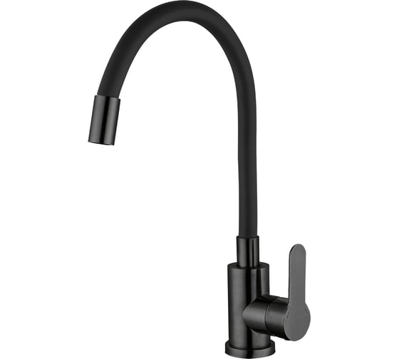 Изображение товара Смеситель для кухни однорычажный с гибким изливом, черный Agger ALFI AL01-00244