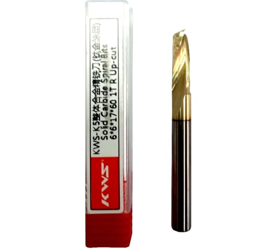 Изображение товара Фреза спиральная чистовая KWS (стружка вверх) 6х6х17х60 Z1 RH Golden Coating RFK1C0067