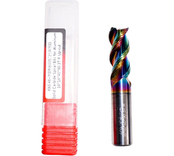 Изображение товара Фреза спиральная чистовая KWS по алюминию (стружка вверх) 16х16х40х90 Z3 RH Color Coating RFG9Z0324