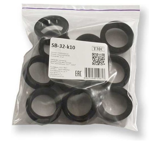 Изображение товара Втулка с защелкой WEYER SB-32-k10 - полиамид, цвет черный, нар. 31,5 мм, -30C-+100C, комплект-10 шт. WE4800900-10