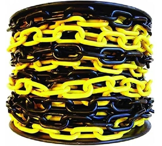Изображение товара Пластиковая сигнальная цепь Turbosky черно-желтая, 6 мм, бухта 25 м 627