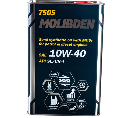 Изображение товара Полусинтетическое моторное масло MANNOL MOLIBDEN 10W40 Metal, 4 л 1121M