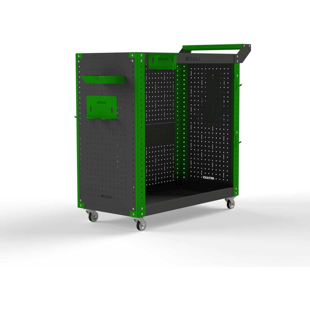 Изображение товара Тележка инструментальная ООО Металекс Тип 3 900x450x800 мм, 2 полки, серо-зеленая