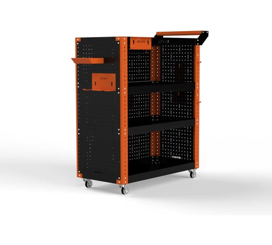 Изображение товара Тележка инструментальная ООО Металекс Тип 3 800x450x950 мм, 4 полки, оранжево-черный 118435