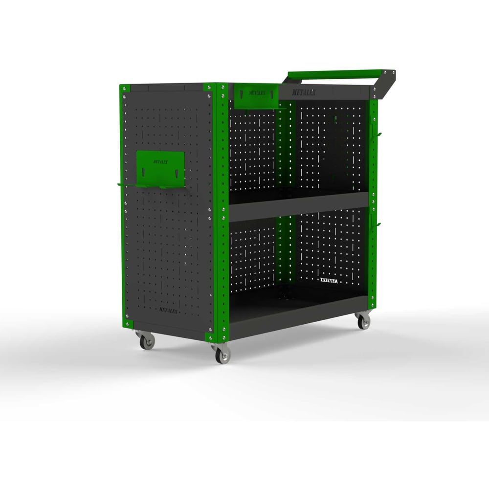 Изображение товара Тележка инструментальная ООО Металекс Тип 3 700x450x800 мм, 3 полки, серо-зеленый 118374