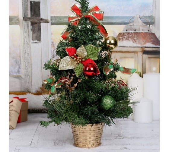 Изображение товара Декоративная ёлка Зимнее волшебство 40 см, новогодние листочки 813185