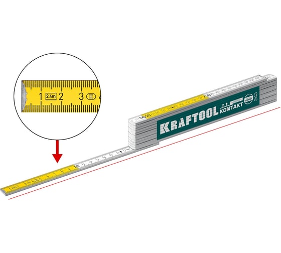 Изображение товара Профессиональный складной деревянный метр KRAFTOOL PRO-90 Kontakt 2.4 м 34729