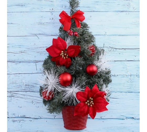 Изображение товара Декоративная ёлка Зимнее волшебство 50 см, с сединой, пуанцетия 717964