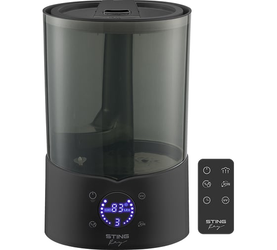 Изображение товара Увлажнитель воздуха с верхним заливом, УФ-лампой и ионизацией STINGRAY ST-HF510B черный/черный хром 43757